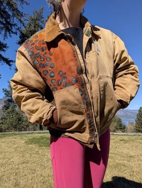 Reworked Detroit Carhartt - Leopard Print & Destroyed Patchwork Plaid Back